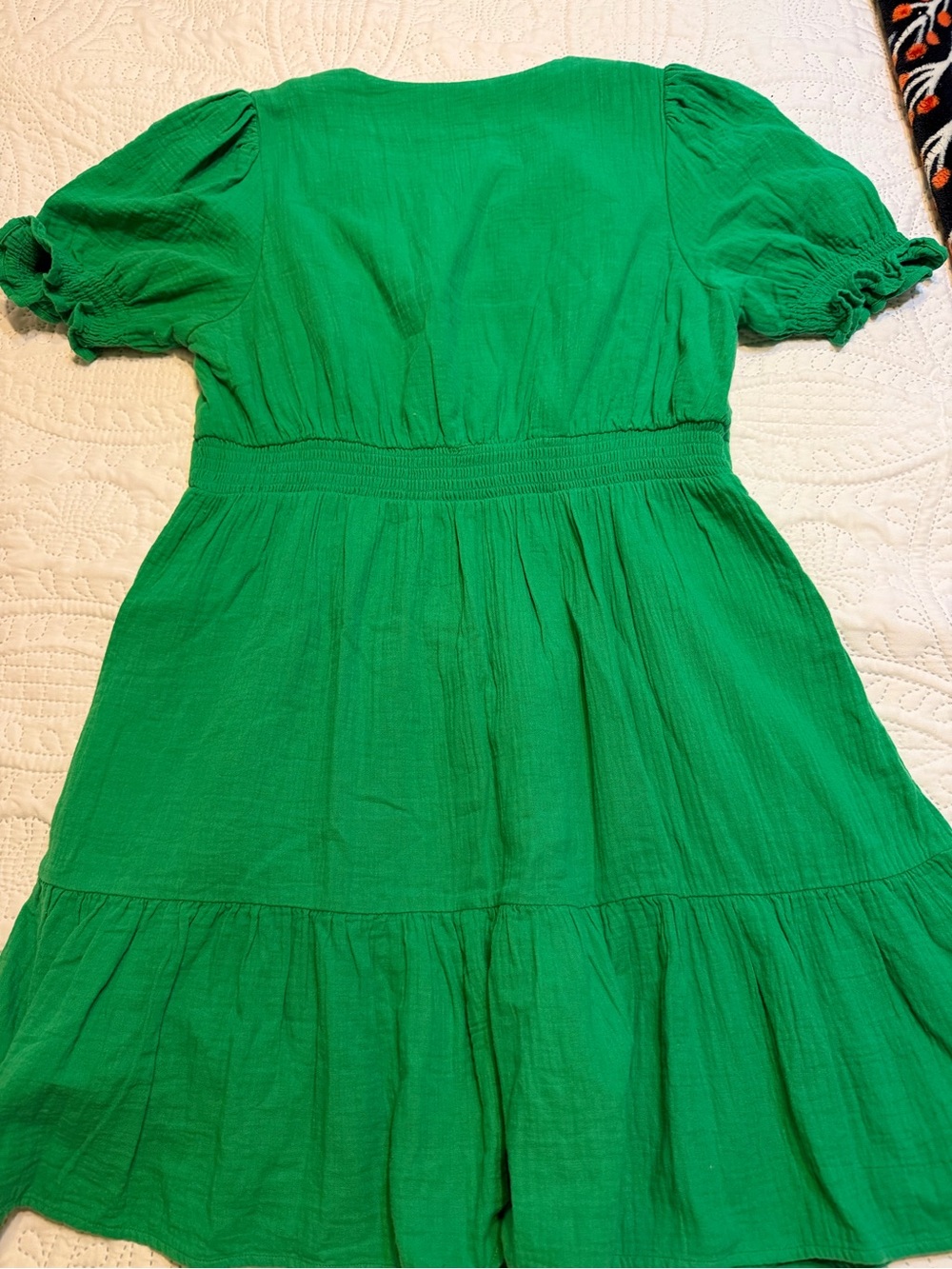 Boden Anna Double cloth Bright Green V-Neck Dress - Picture 5 of 11